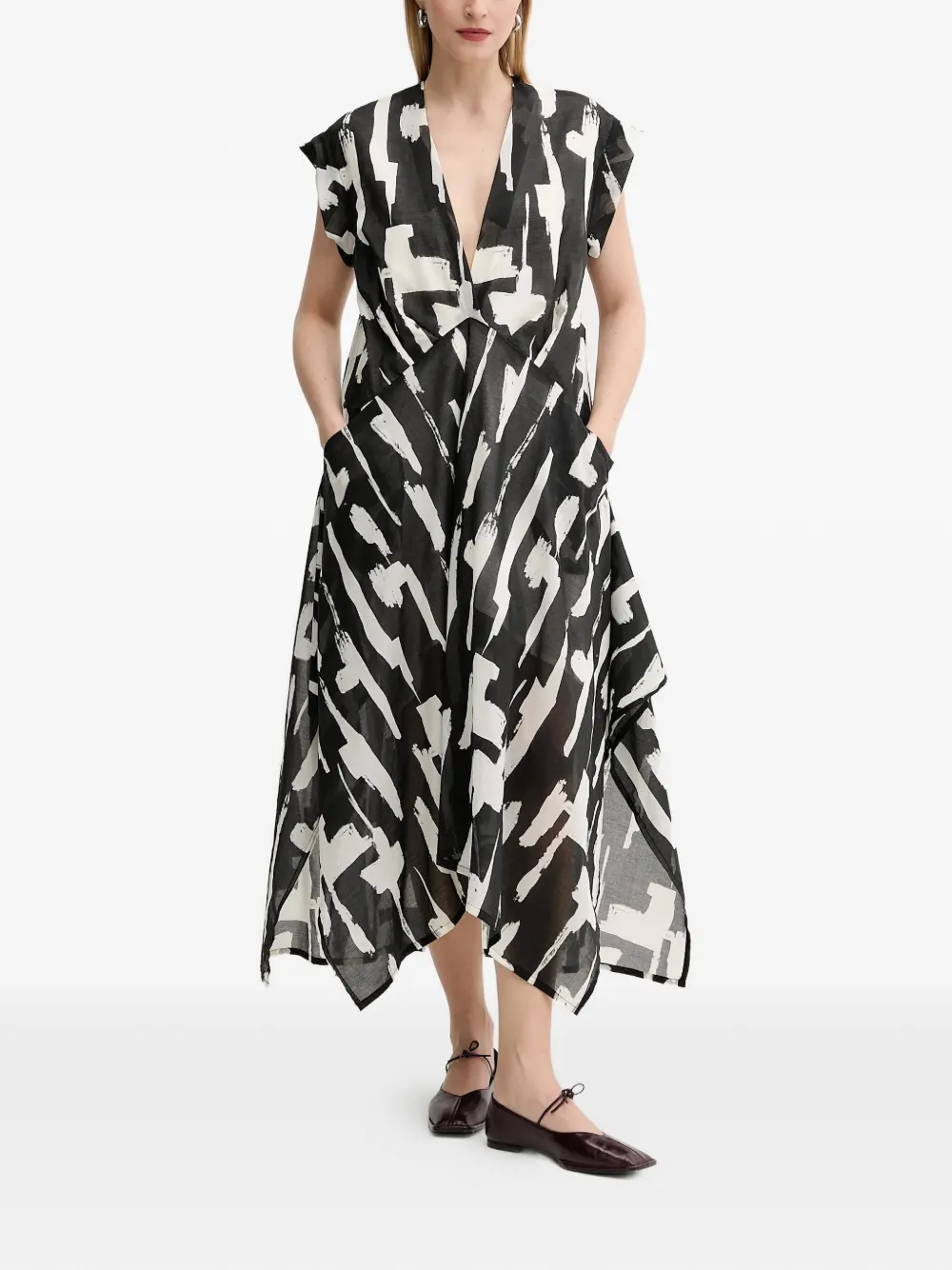 MMC STUDIO V-neck graphic dress - Nero