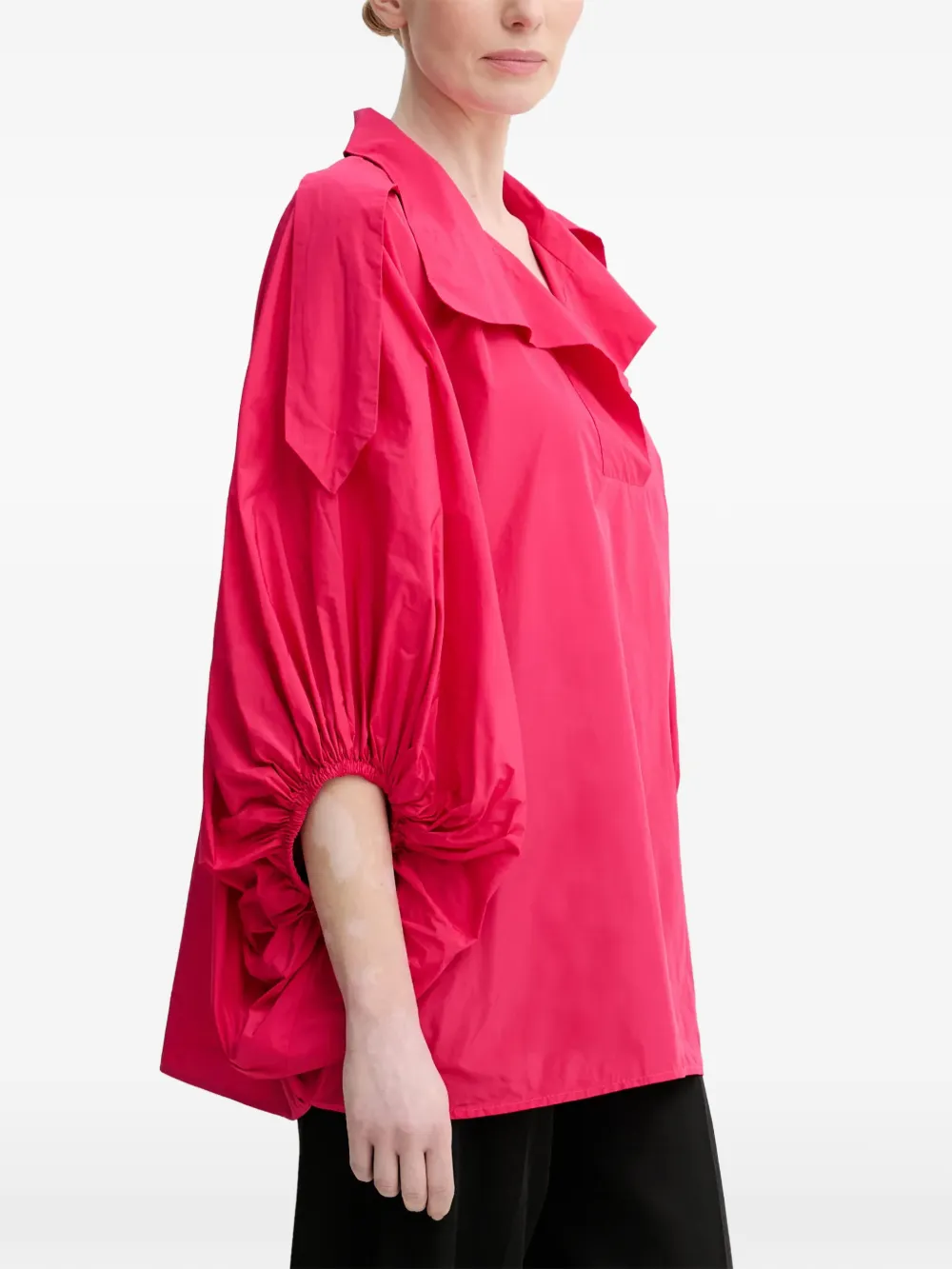 MMC STUDIO balloon-sleeve V-neck top - Pink