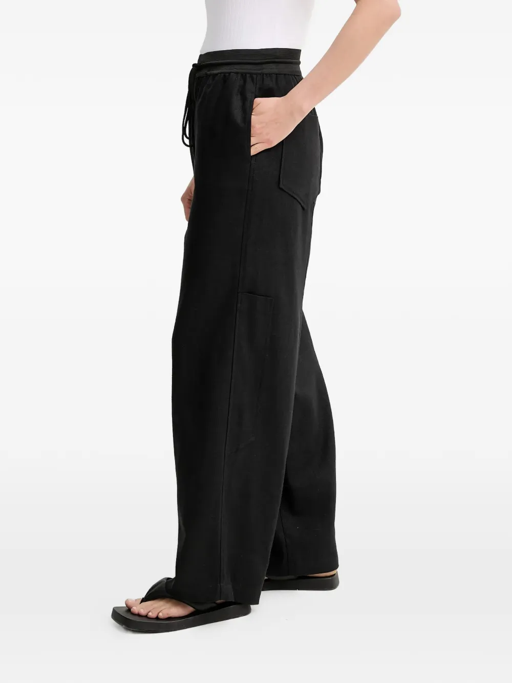  Mmc Studio Linen Drawstring Pocket Trousers - Black 