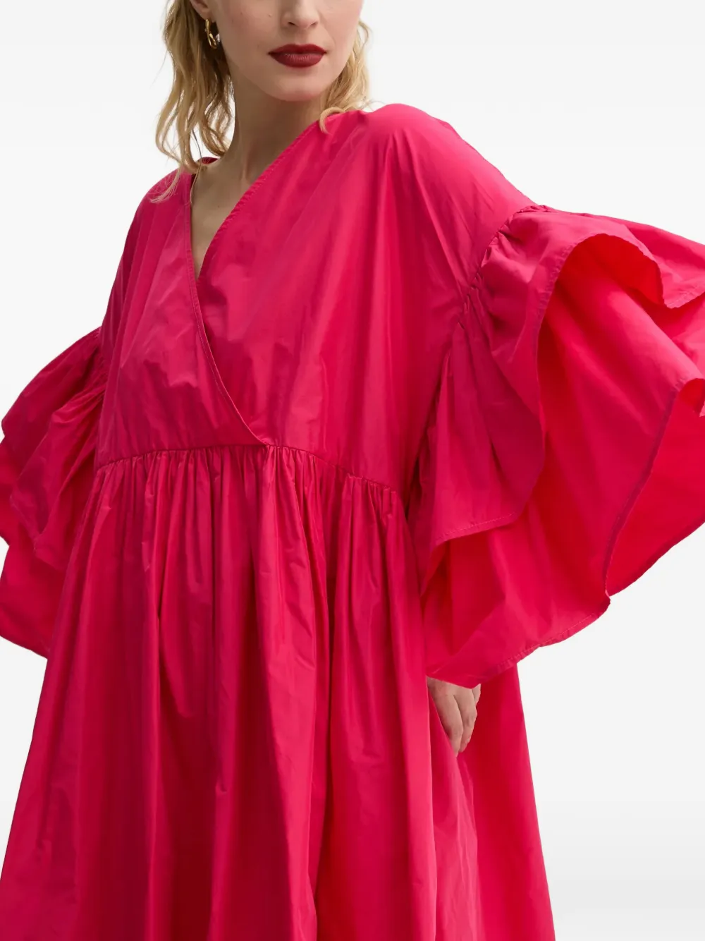 Ruffled V-Neck Mini Dress