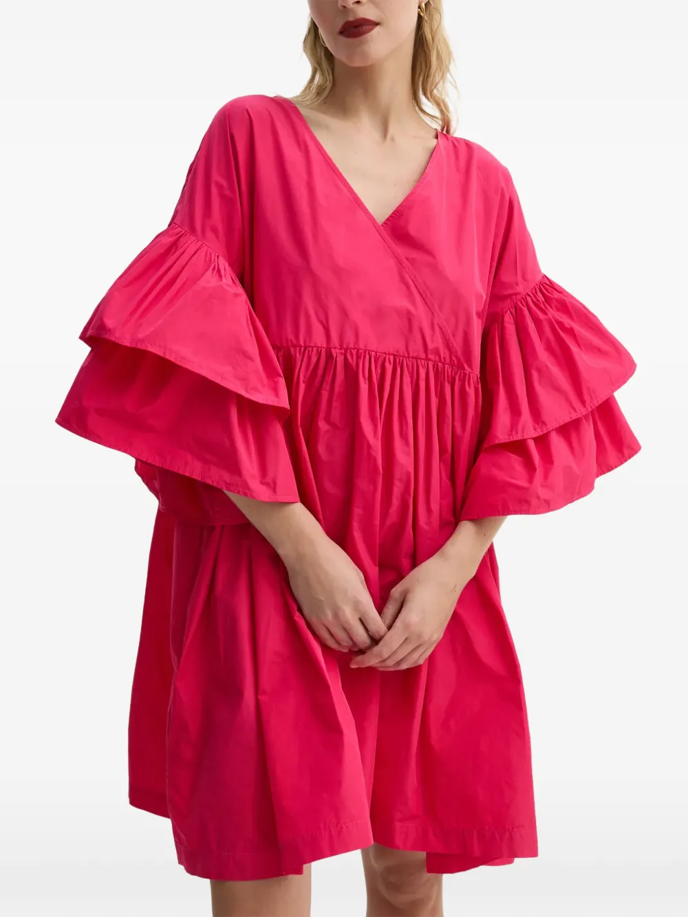 MMC STUDIO ruffled V-neck mini dress - Rosa