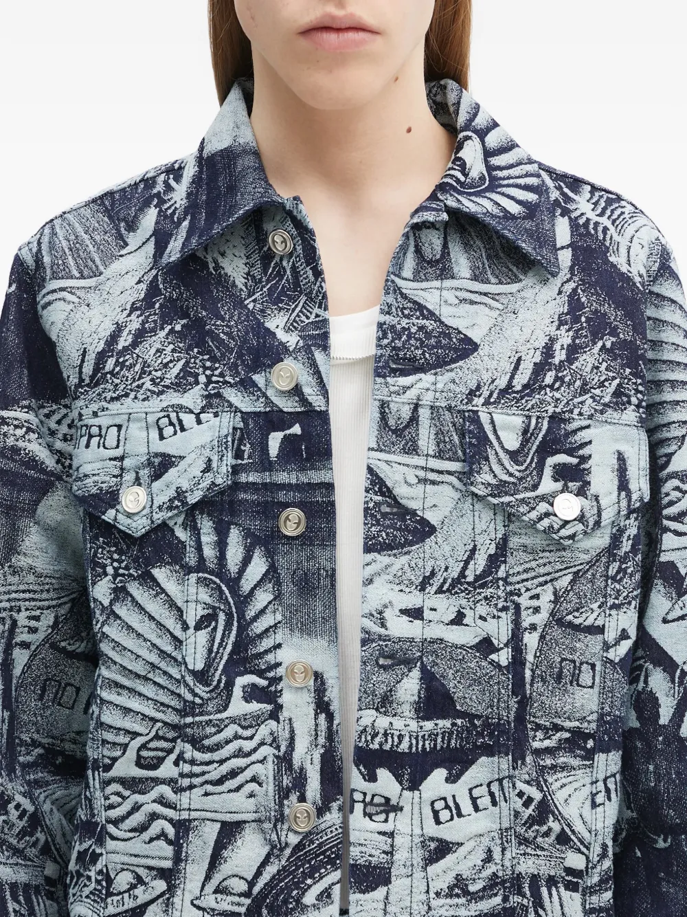 Aries Shirtjack met grafisch patroon Blauw
