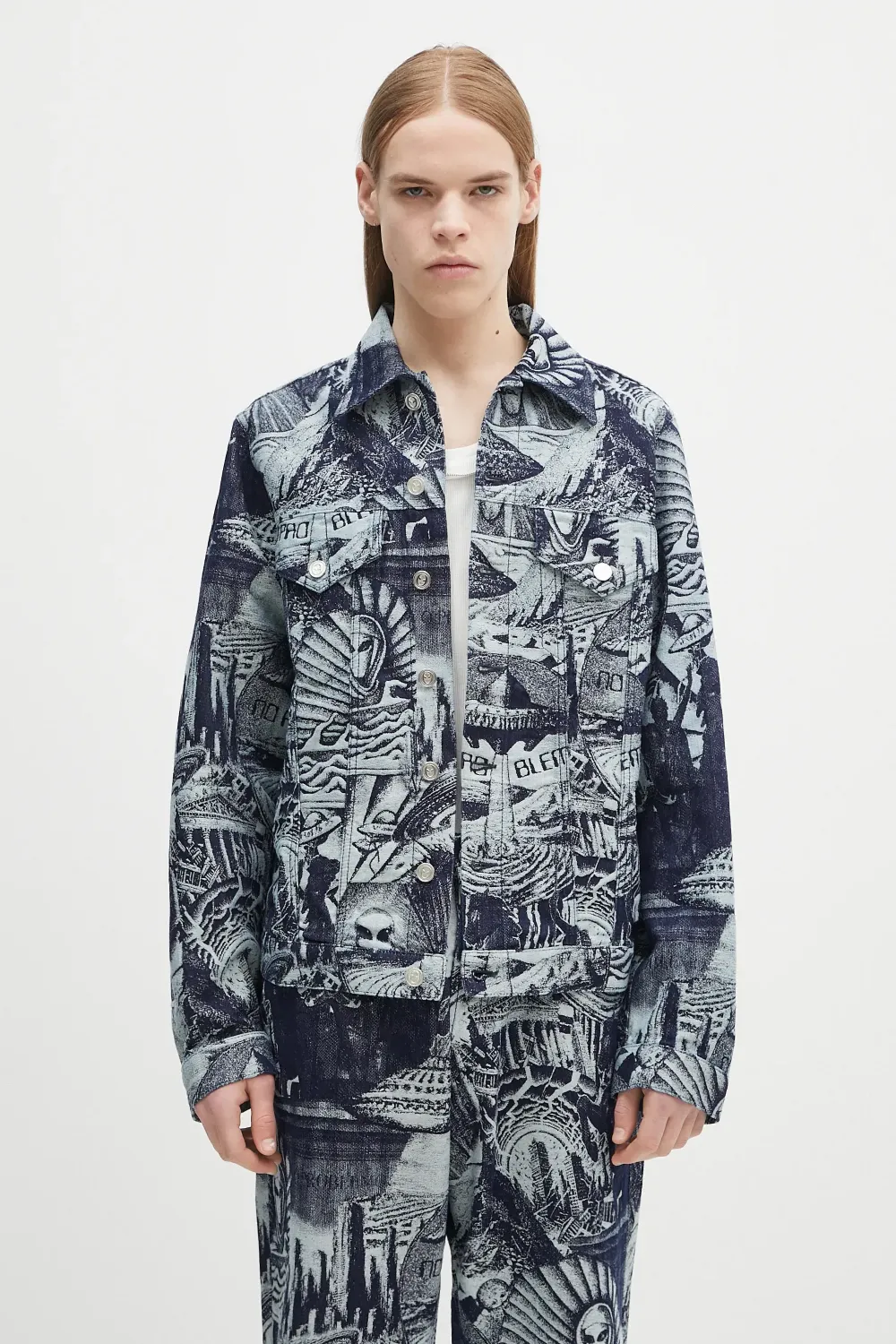 Aries graphic-pattern shirt jacket - Blu