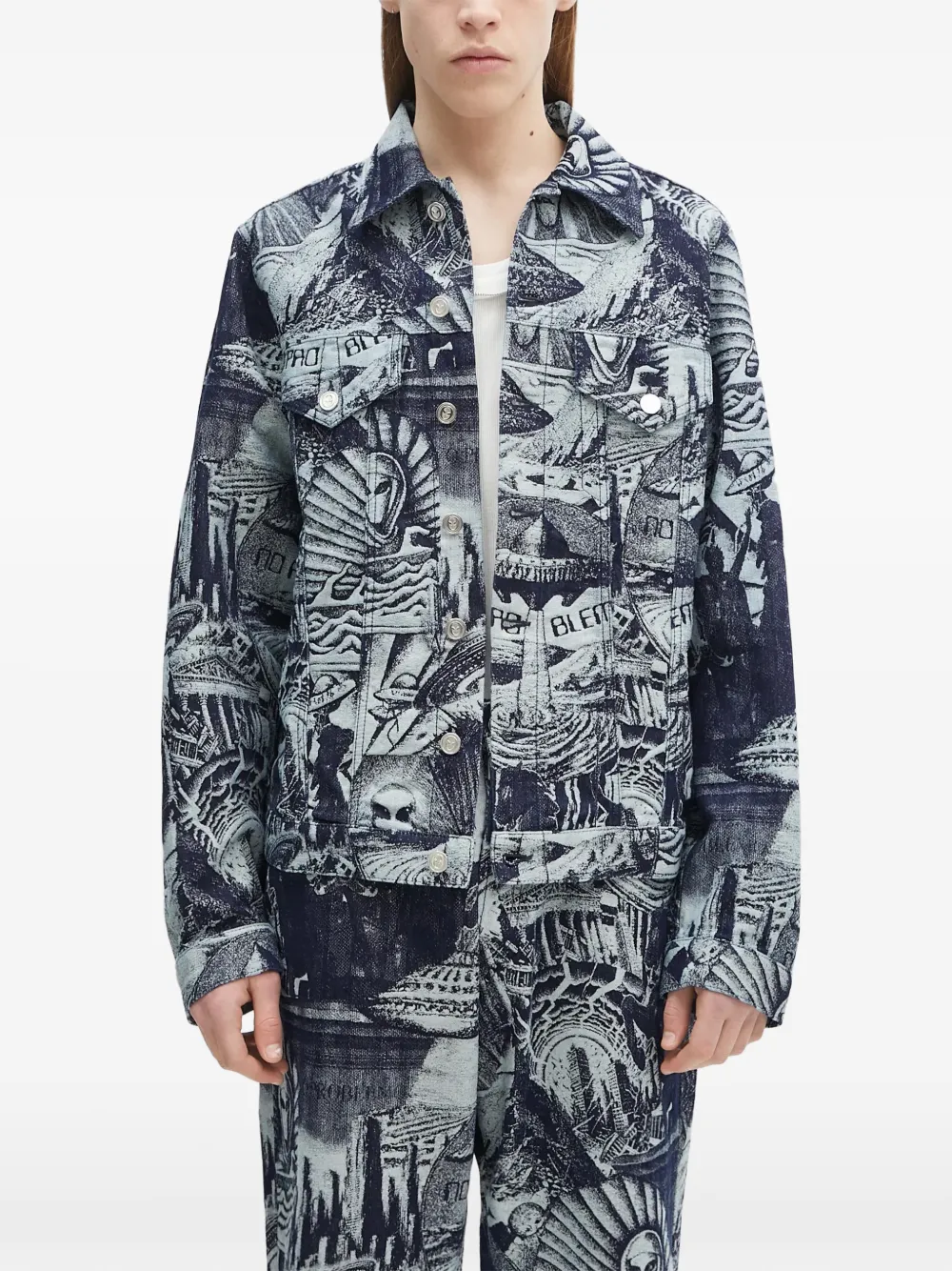 Aries graphic-pattern shirt jacket - Blu