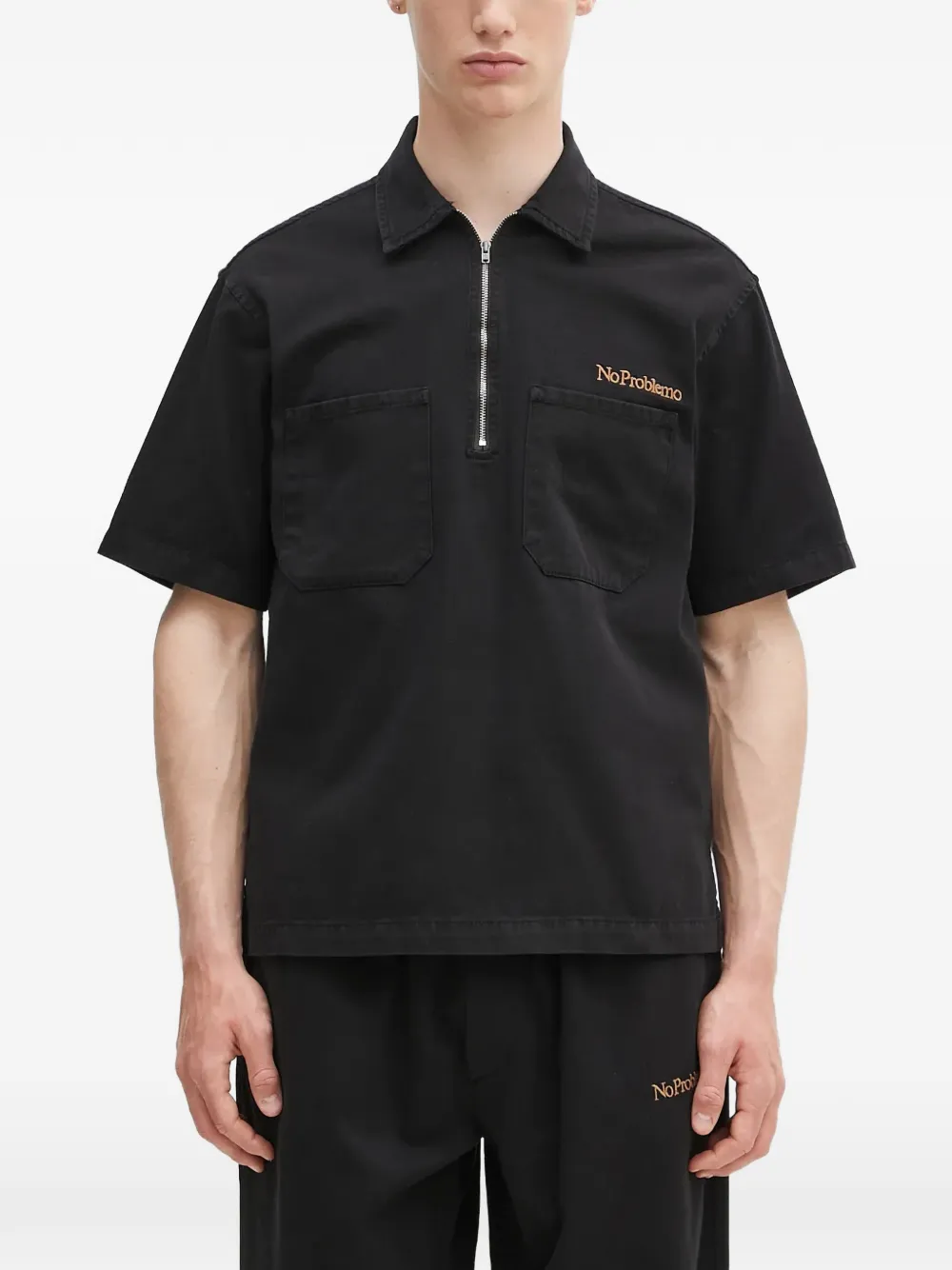 Aries logo-embroidered polo shirt - Nero