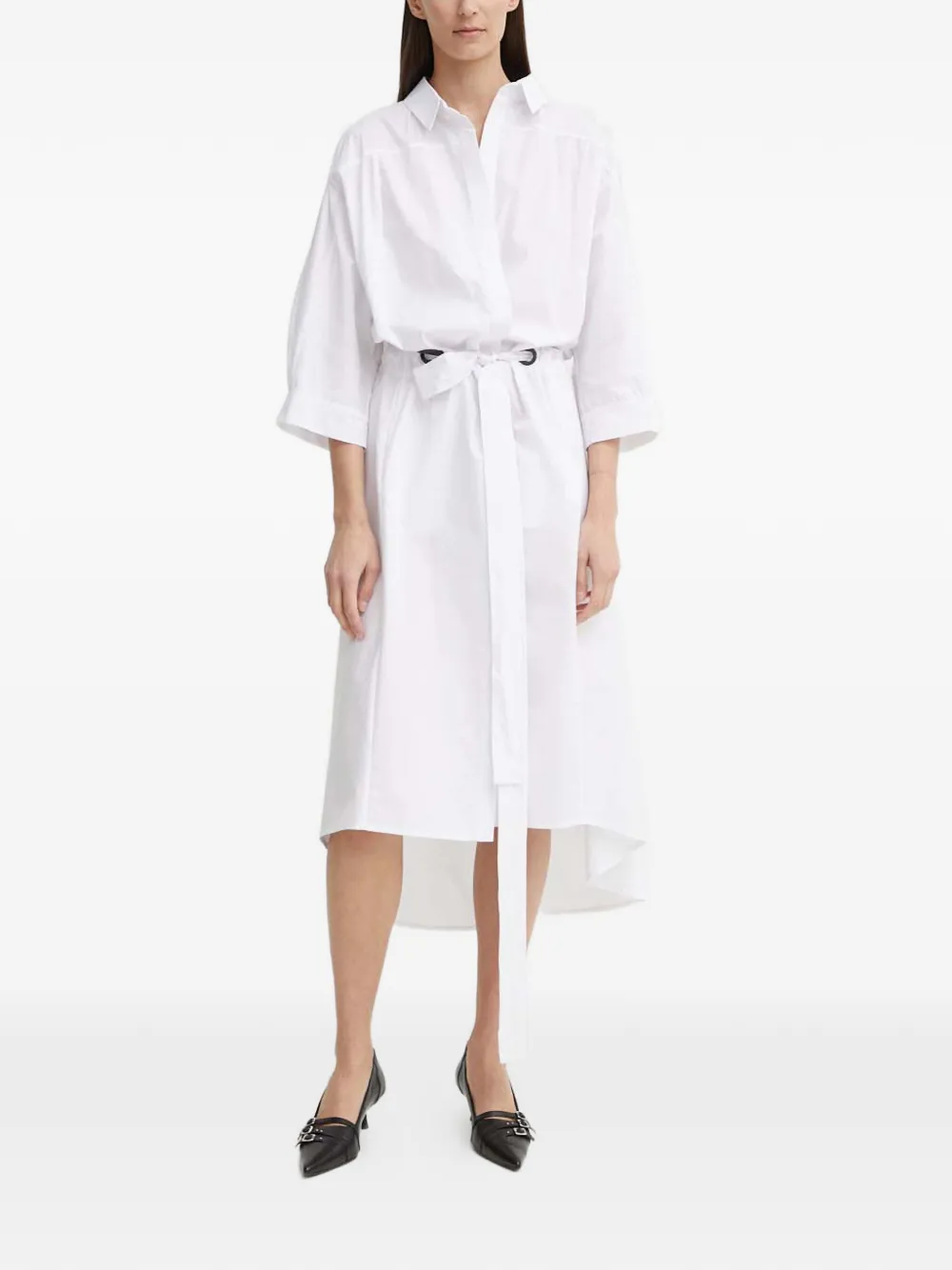 MMC STUDIO tie-waist shirt dress - White