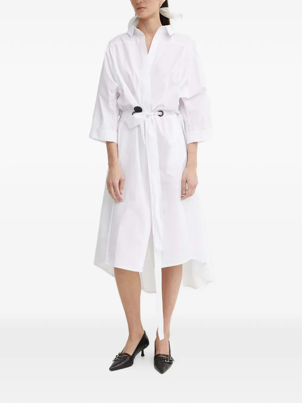 MMC STUDIO tie-waist shirt dress - Wit