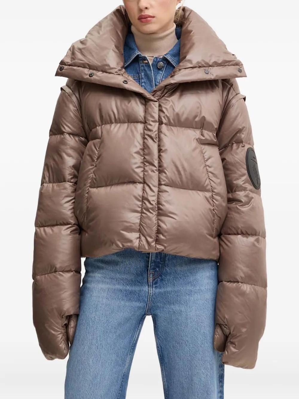 Mmc Studio Rafo Padded Hooded Jacket In Brown