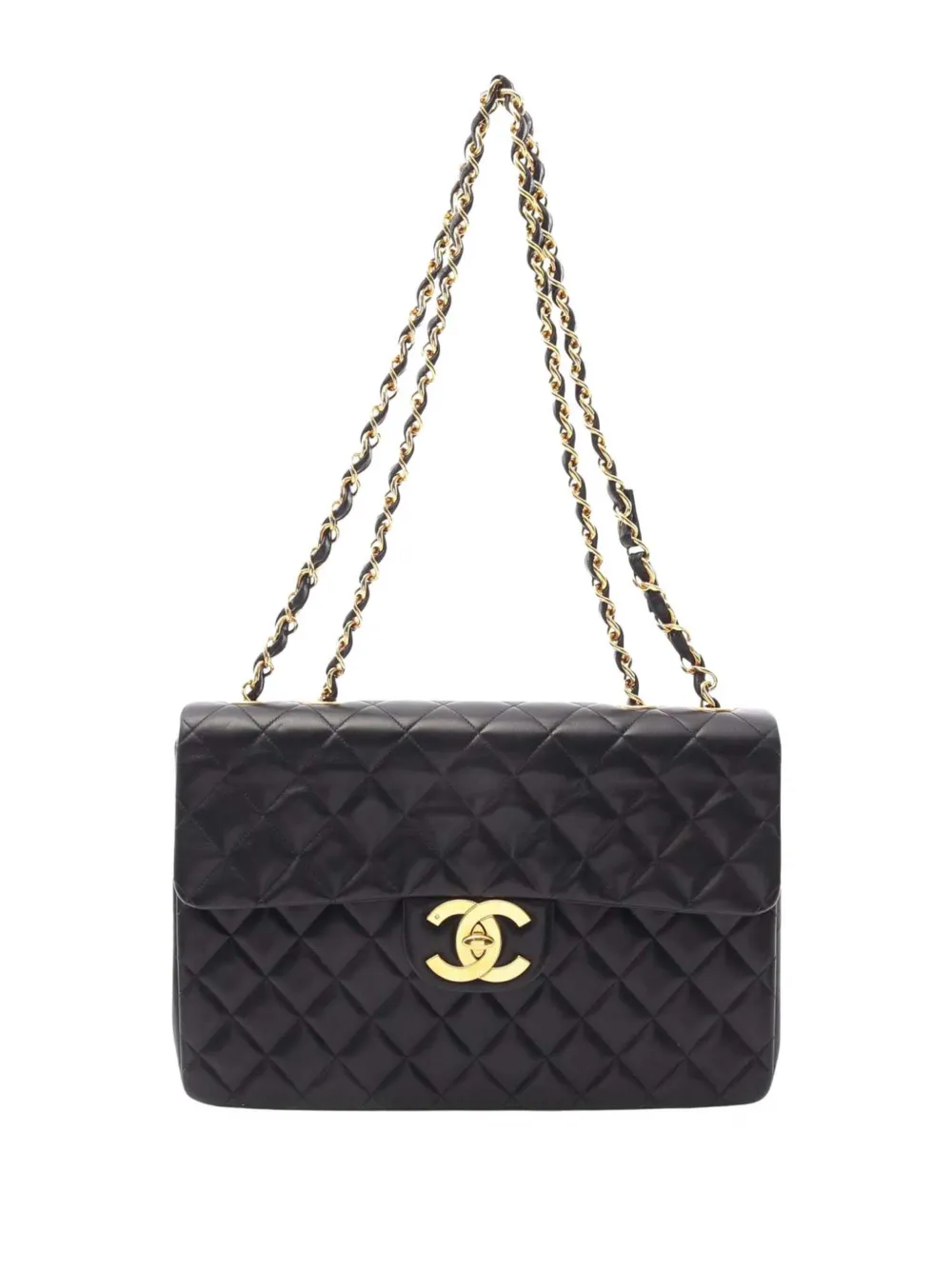 CHANEL Pre-Owned 1994-1996 マキシ XL クラシック ラムスキン シングルフラップ ショルダーバッグ - ブラック CHANEL Pre-Owned 1994-1996 マキシ XL クラシック ラムスキン シングルフラップ ショルダーバッグ - ブラック