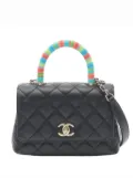 CHANEL Pre-Owned 2021 Extra Mini Quilted Lambskin Rainbow Coco Top Handle Bag satchel - Black