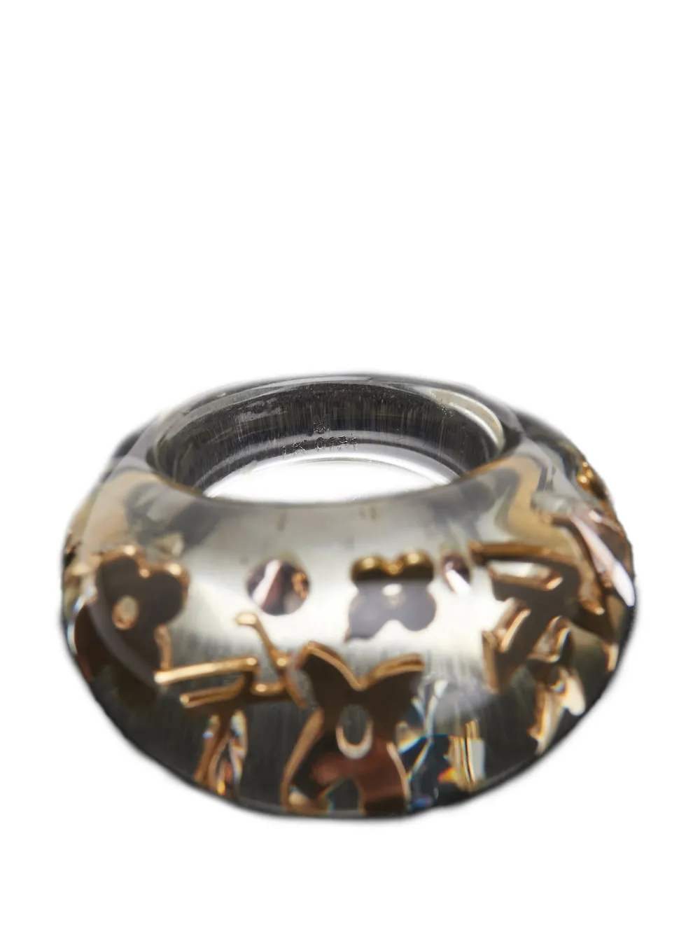 Pre-owned Louis Vuitton 2011 Resin And Crystal Monogram Inclusion Ring Costume Ring In Gold