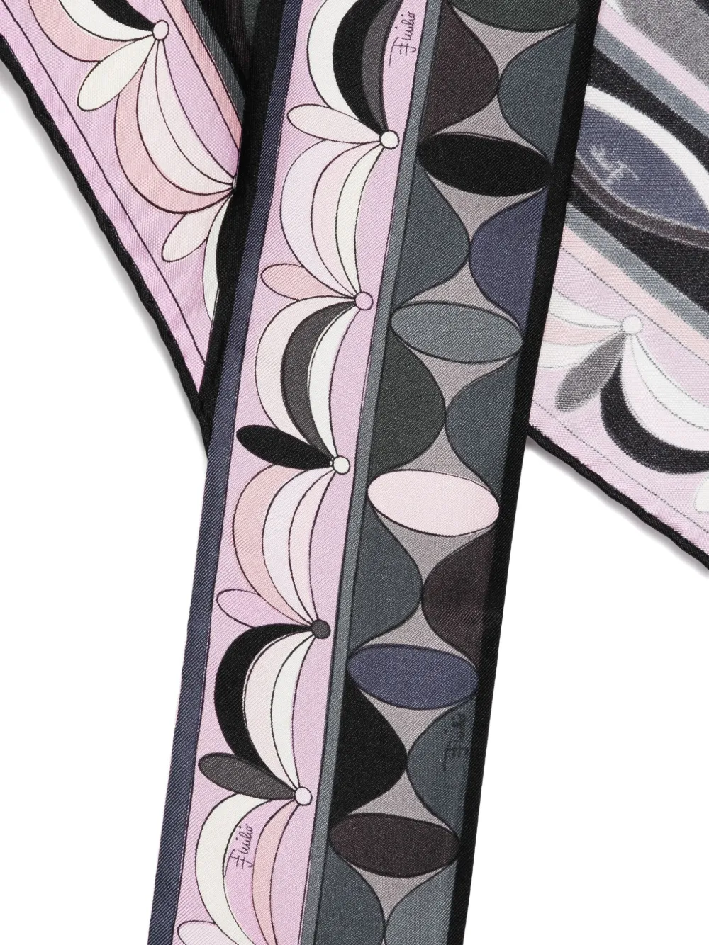 Pucci Geometric-pattern Silk Scarf In Gray