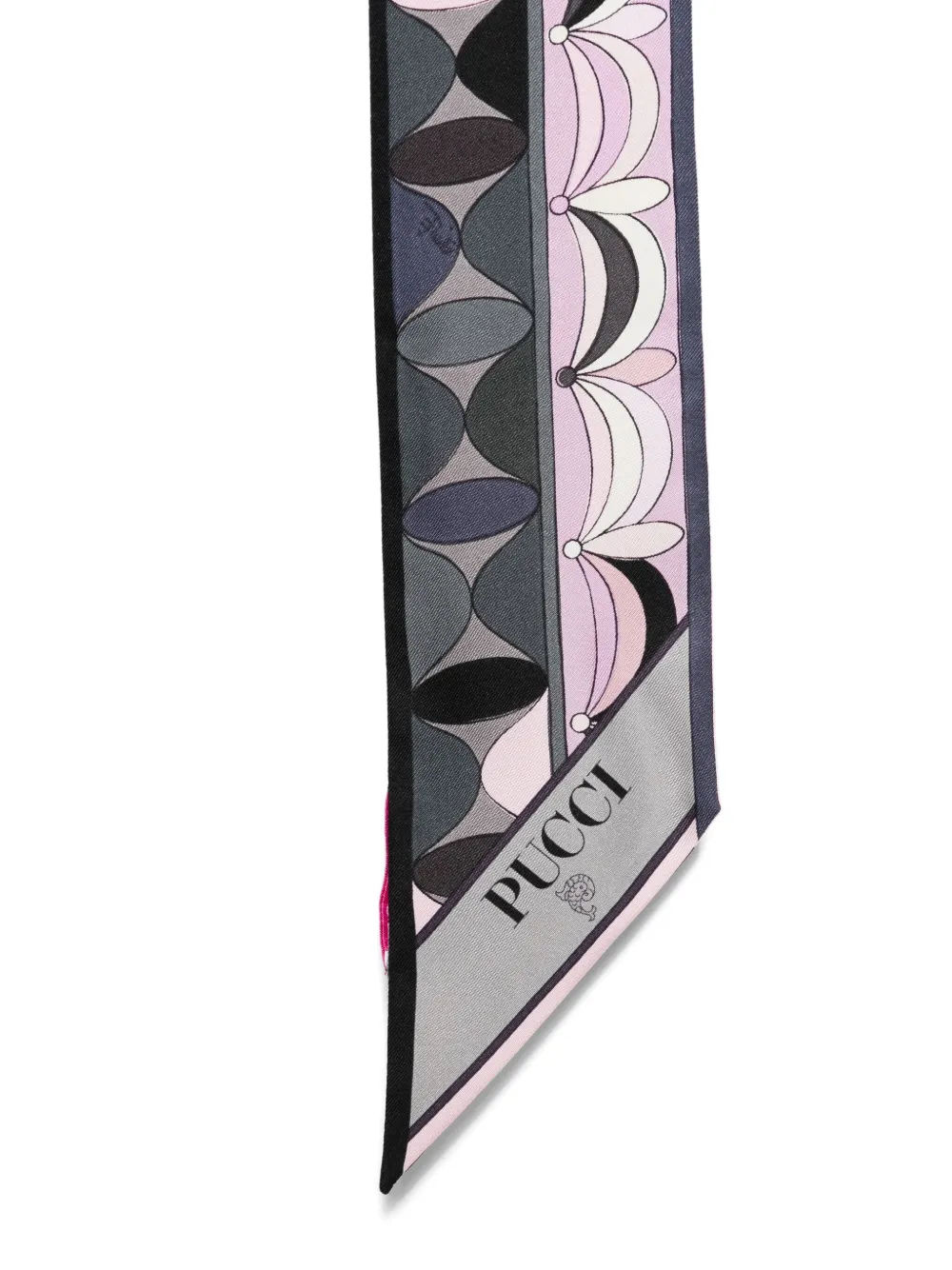 Pucci Geometric-pattern Silk Scarf In Gray