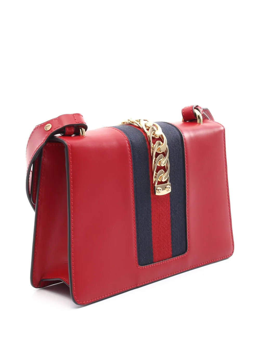 Pre-owned Gucci 2000-2015 Small Leather Sylvie Web Satchel In Red