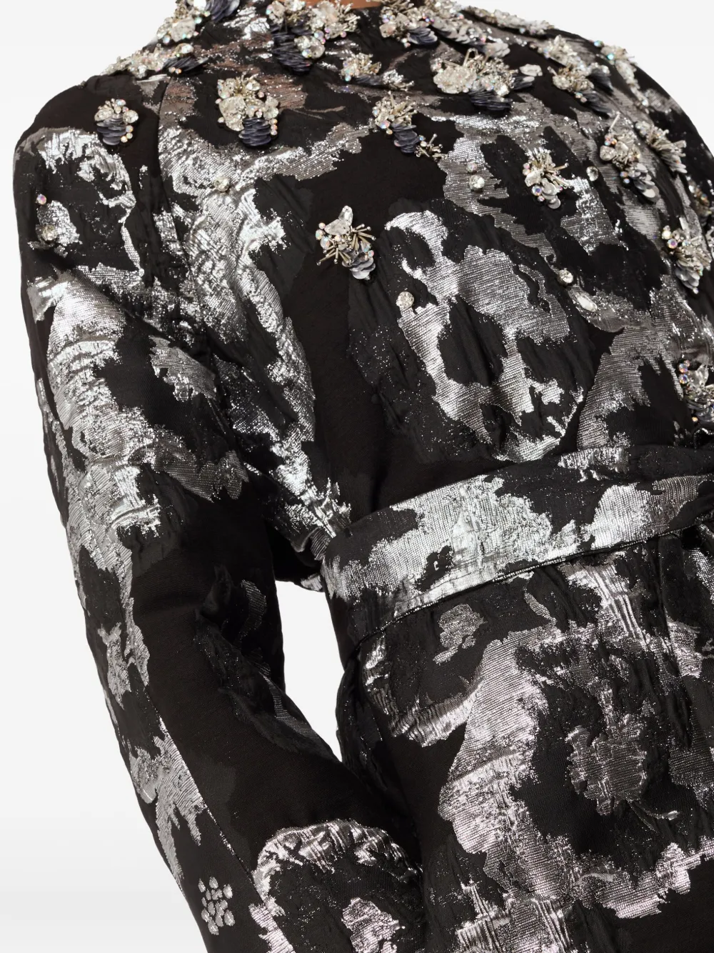 Jenny Packham Embellished Floral Coat In Black