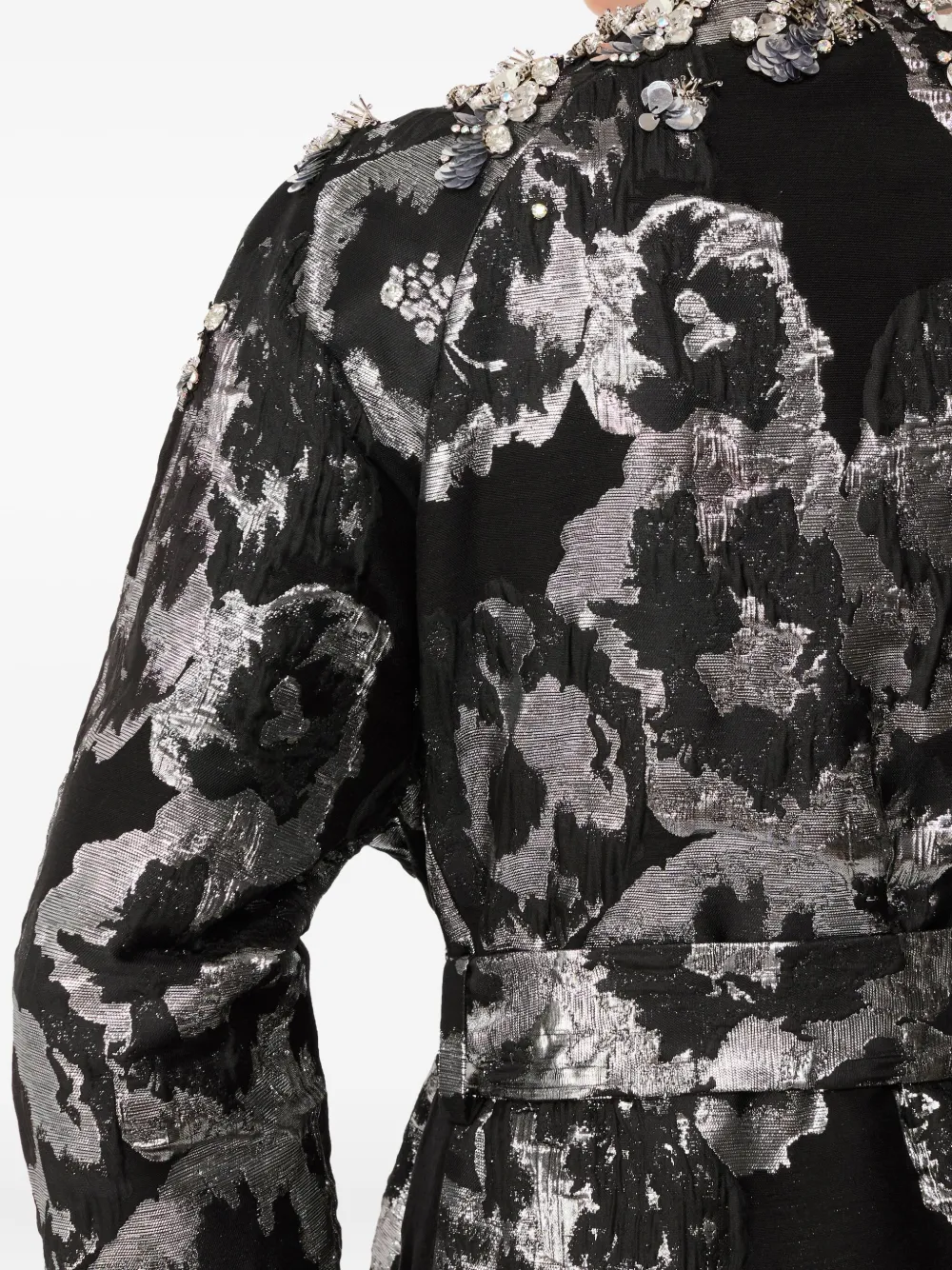 Jenny Packham Embellished Floral Coat In Black