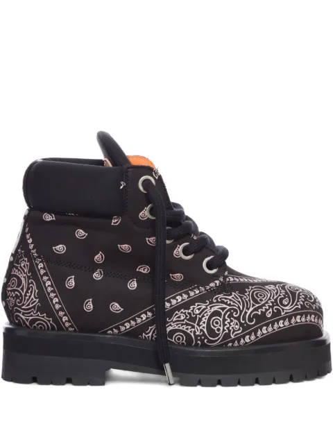 PDF CHANNEL bandana-print lace-up boots 