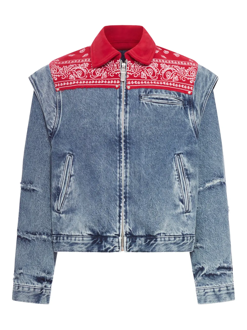 Pdf Channel Denim Cape Jacket With Bandana Effect In Blue