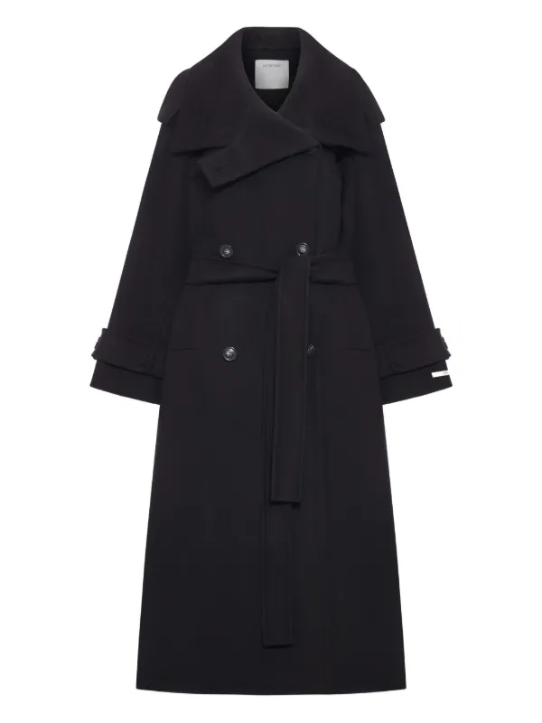 Sportmax Double-breasted Belted Coat in Black