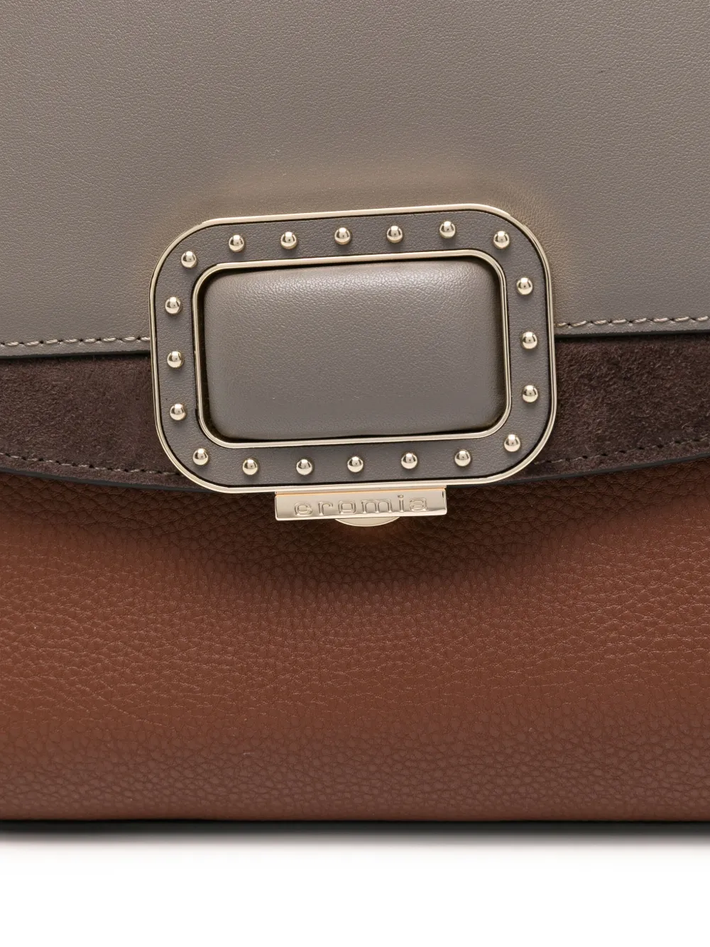 Cromia Studded-strap Two-tone Shoulder Bag In Brown