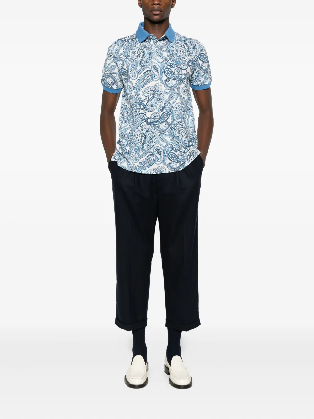 ETRO Poloshirt met paisley-print - Blauw