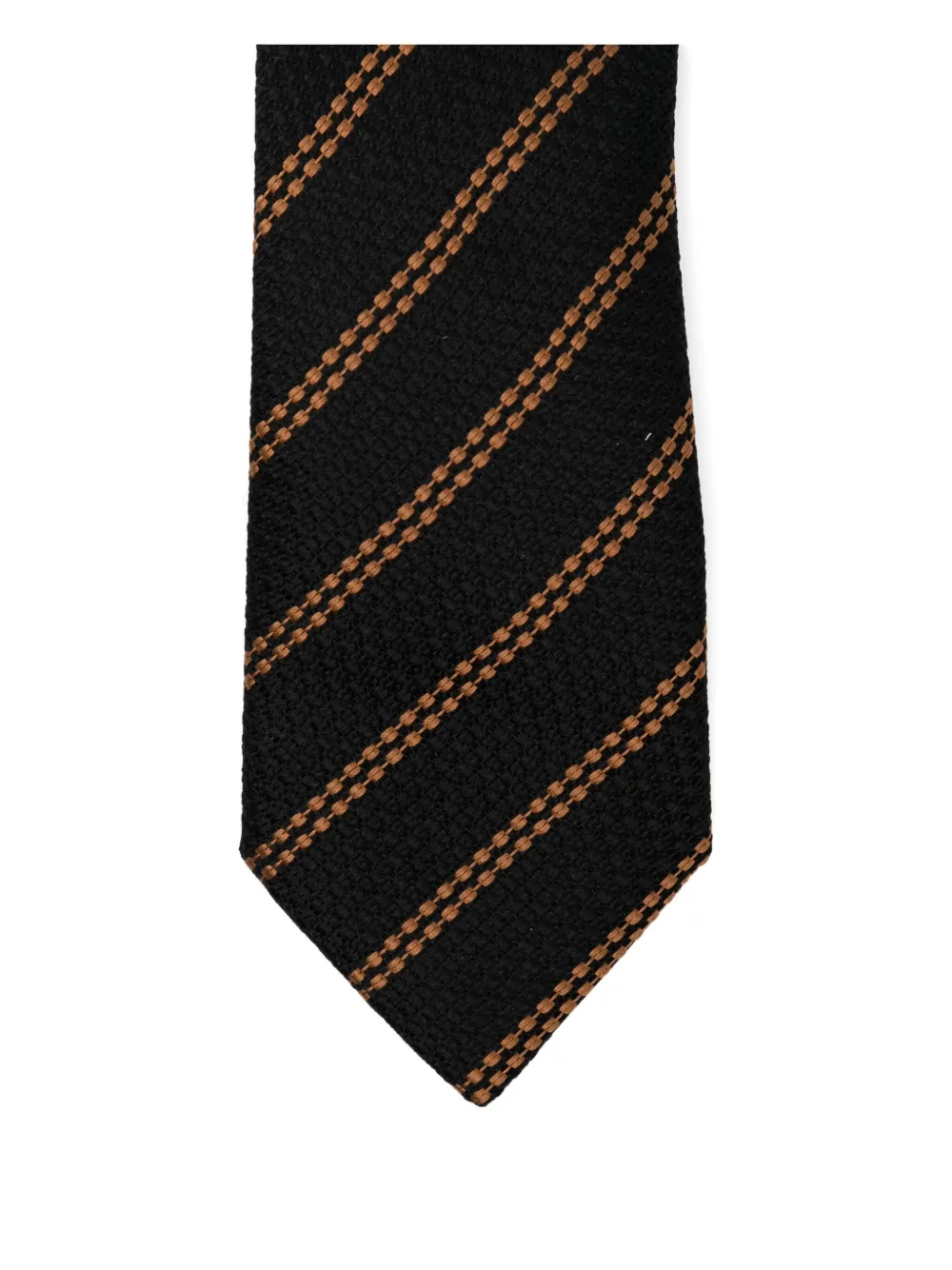 Zegna Striped Silk Tie In Black