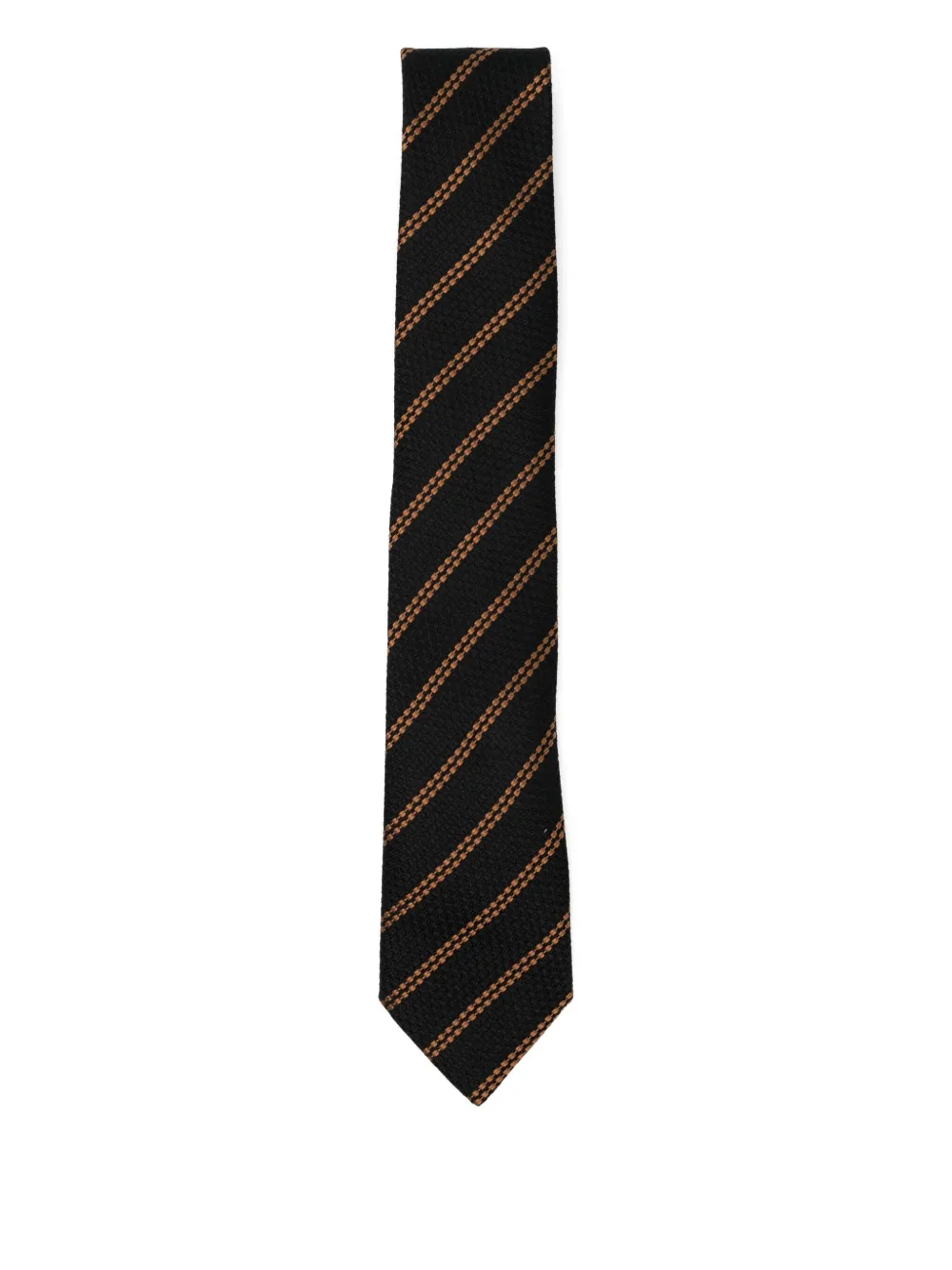 Zegna Striped Silk Tie In Black