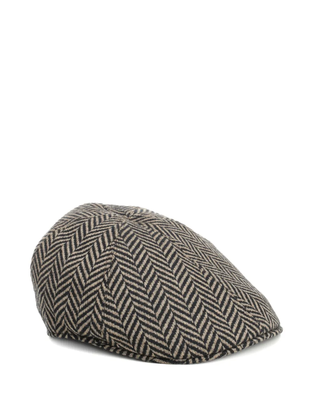 Tagliatore Baret met visgraatpatroon en logoplakkaat - Beige