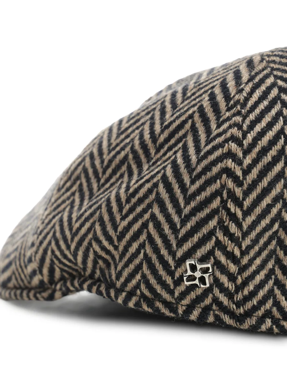 Tagliatore Baret met visgraatpatroon en logoplakkaat Beige