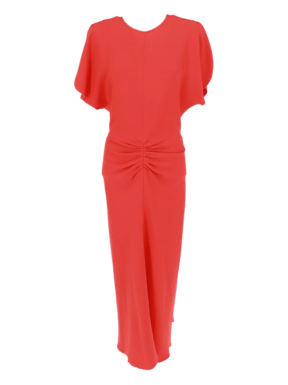 Victoria Beckham Bela Gathered-waist Midi Dress In Red