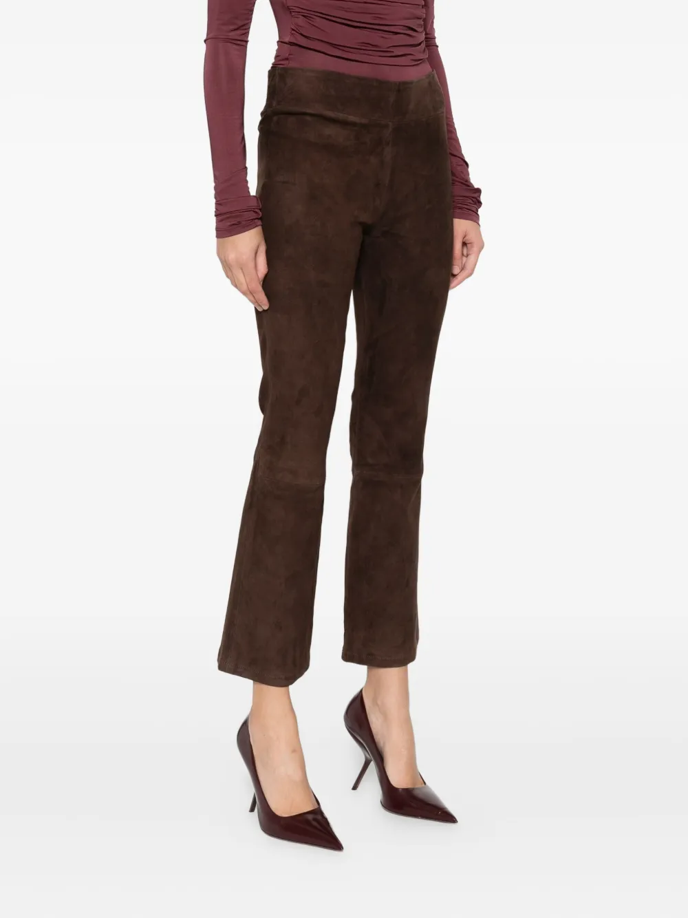 Arma Panelled Cropped Trousers In Brown