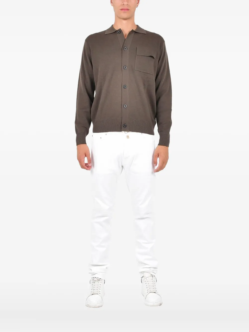 Low Brand button chest-pocket cardigan | Grey | Image 1