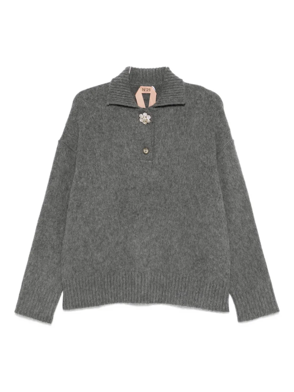 N°21 Brushed-effect Jumper In Gray