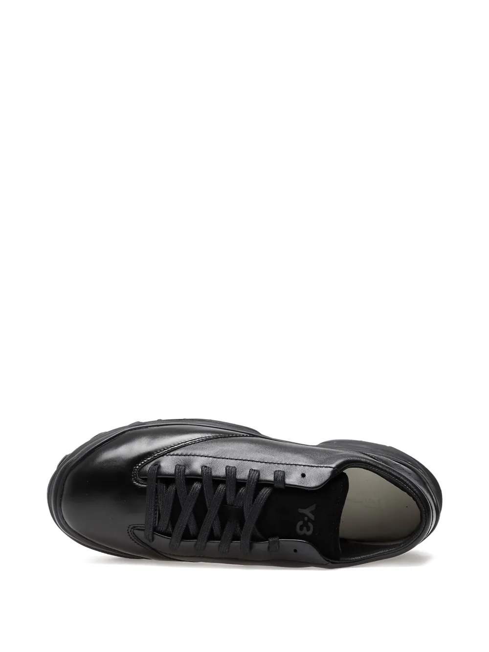 Y-3 leather lace-up trainers Black