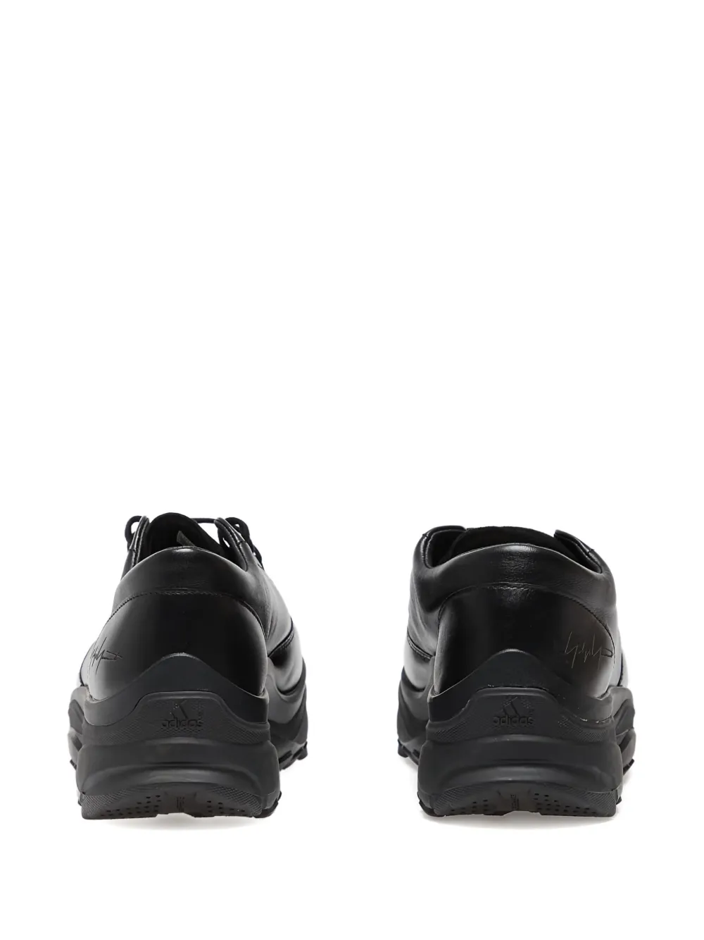 Y-3 leather lace-up trainers Black