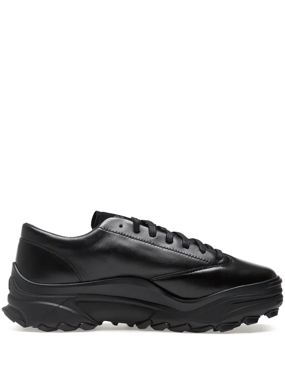 Y-3 leather lace-up trainers Black