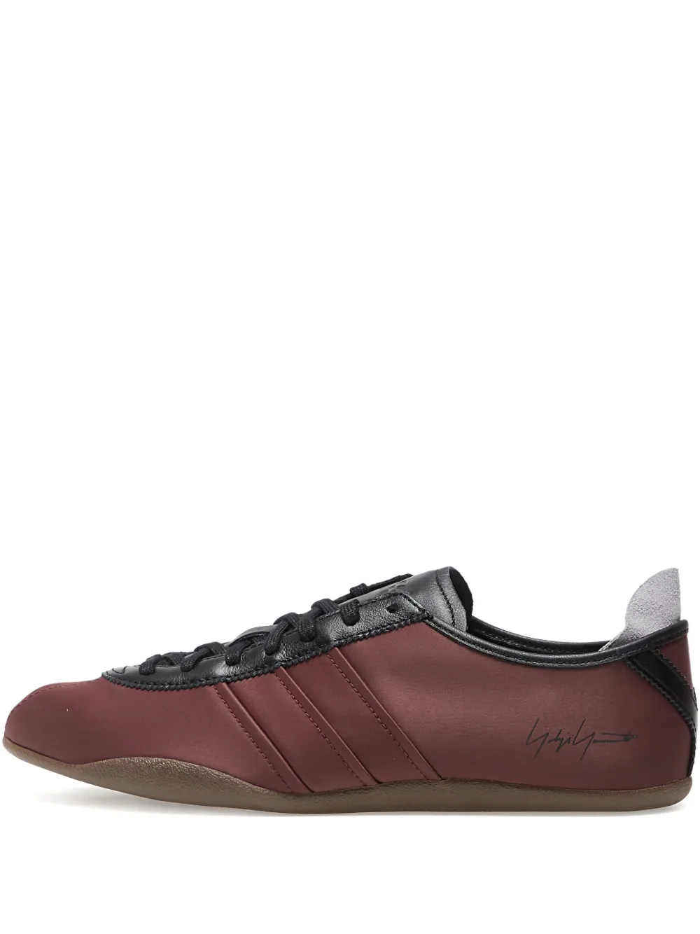 Y-3 satin-paneled lace-up trainers Red