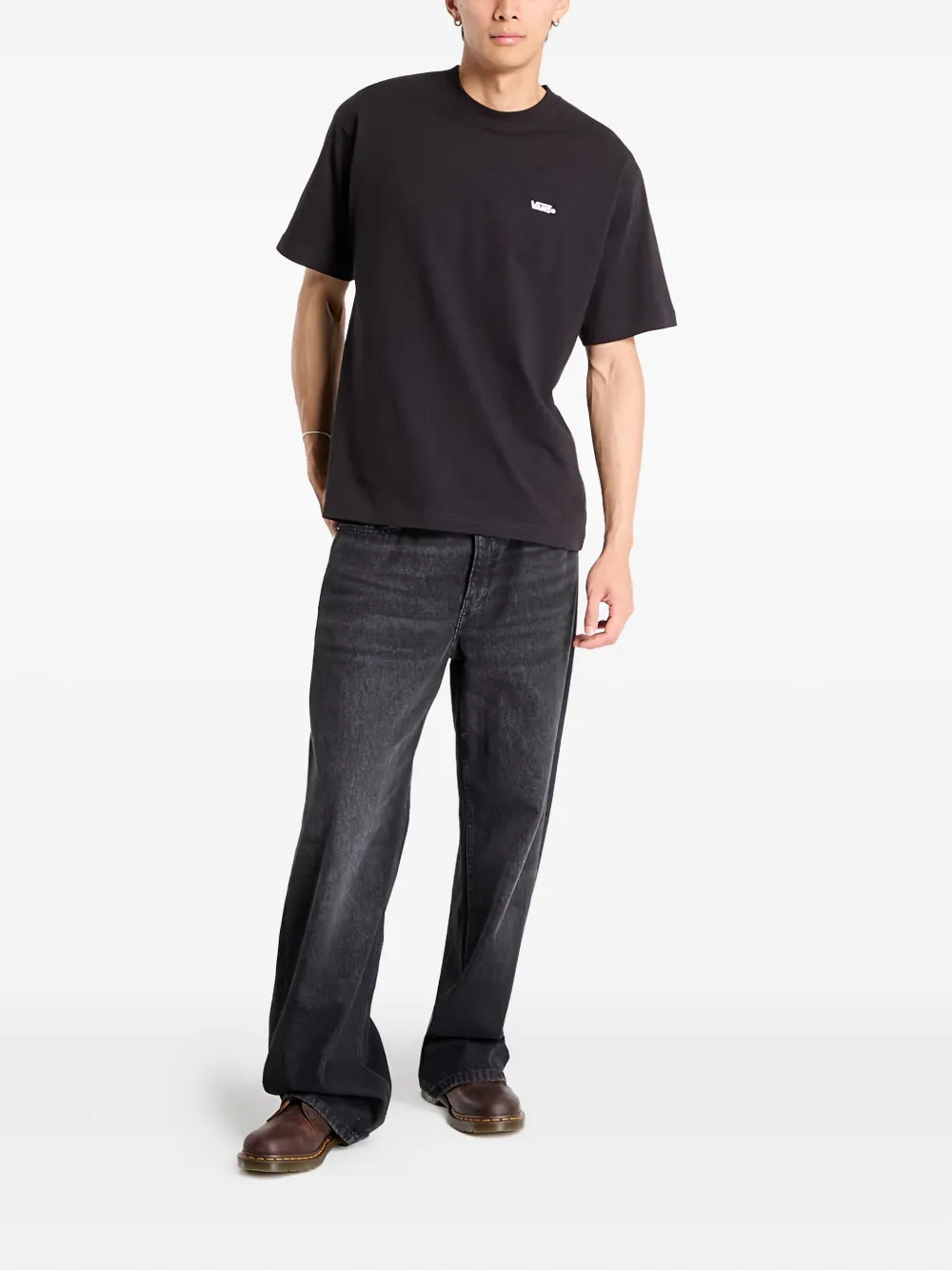 Vans Off The Wall Cotton T-shirt In Black