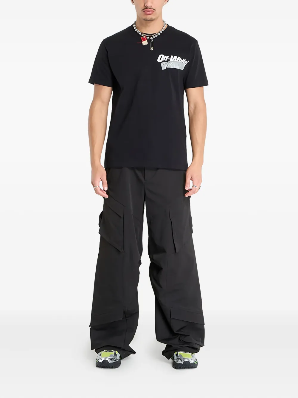 Off-White tape-print graphic t-shirt - Zwart