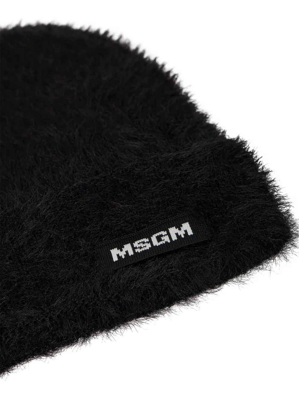 Msgm Mohair Logo Beanie In Black