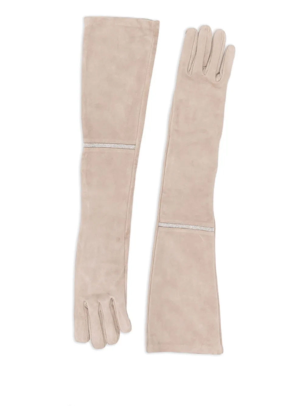 Peserico Bead-embellished Gloves In Brown