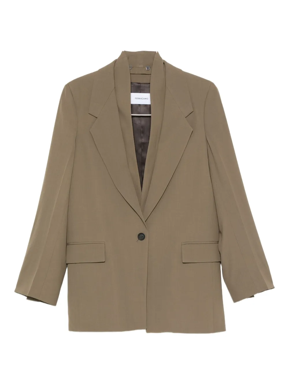 Ferragamo Notched-lapel Blazer In Brown