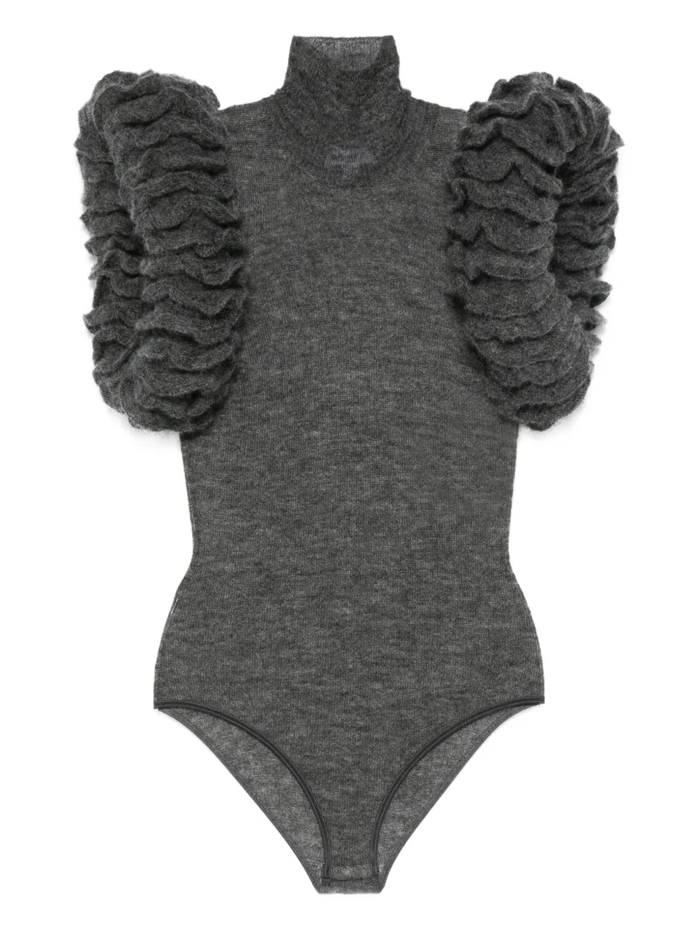 Alaïa ruffled high-neck bodysuit | Grey | Image 1