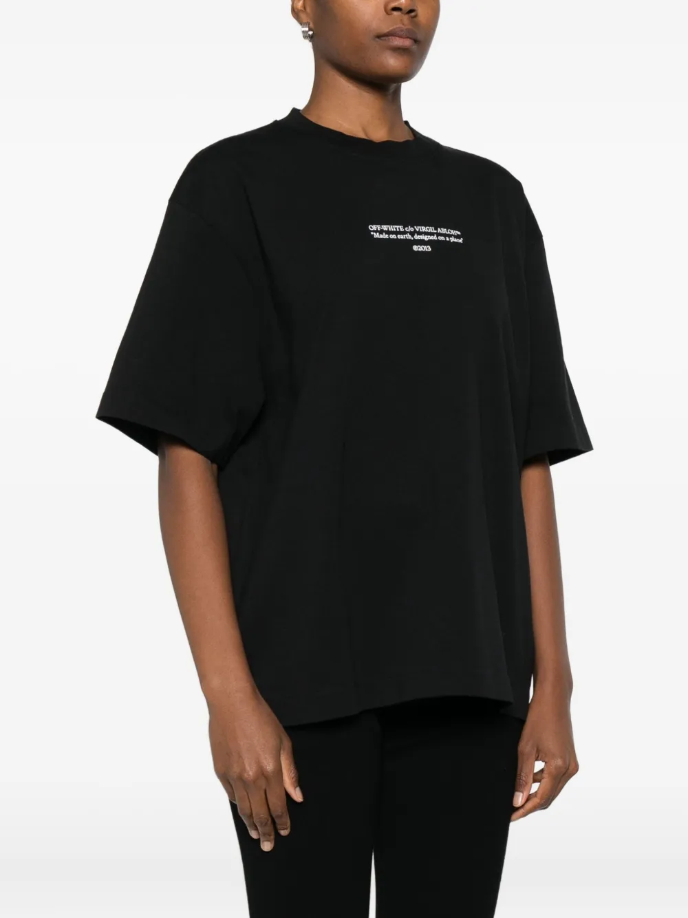 Off-White Katoenen T-shirt Zwart
