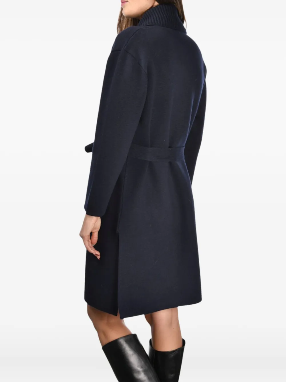 Gran Sasso Knitted Belted Coat In Blue