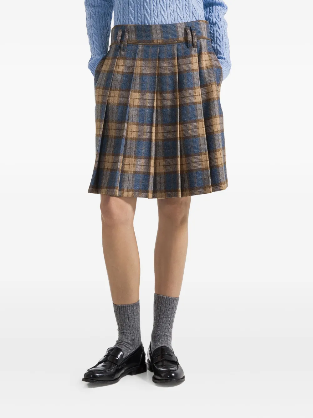Seventy Plaid-pattern Pleated Skirt In Blue
