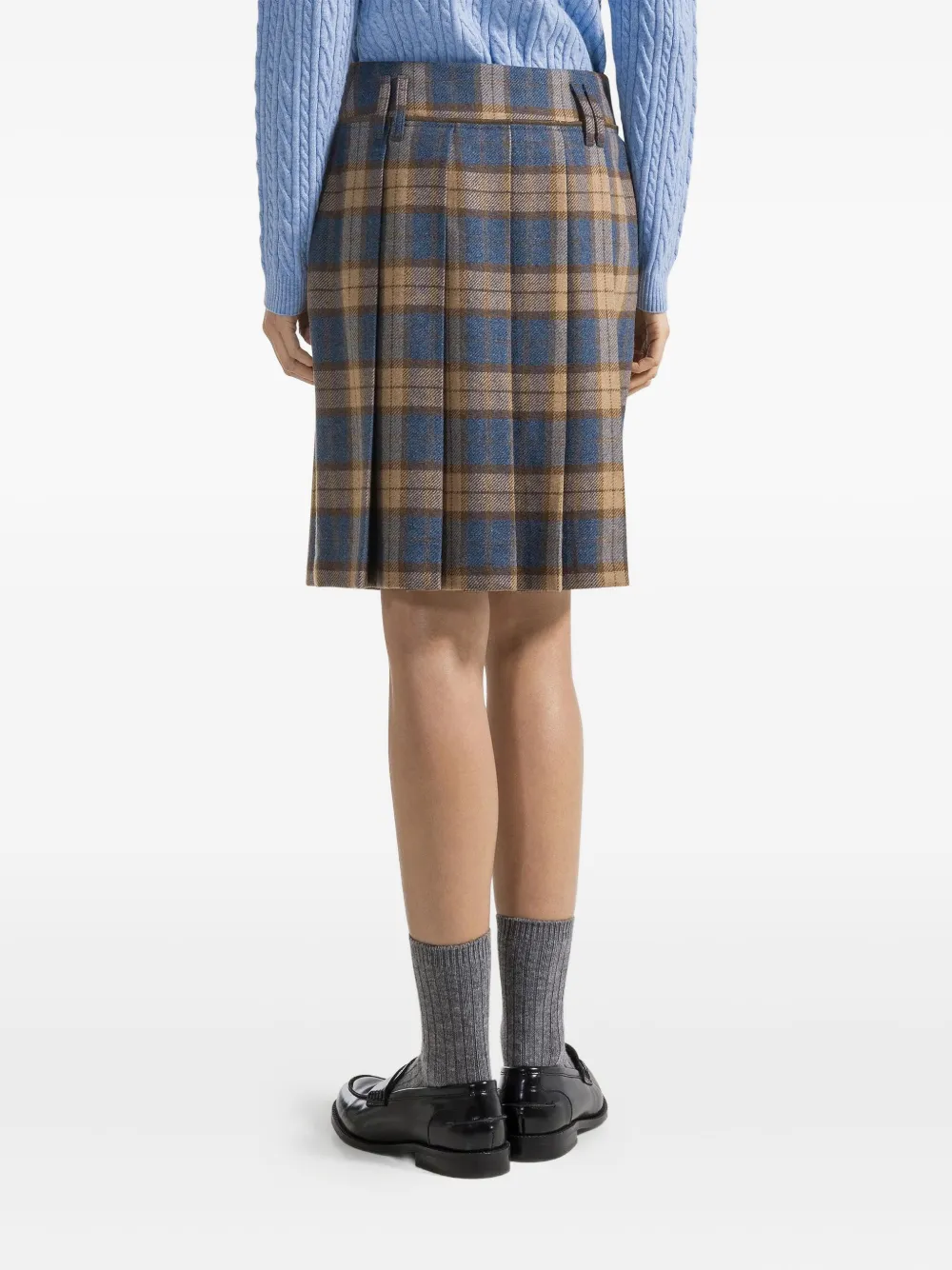 Seventy Plaid-pattern Pleated Skirt In Blue