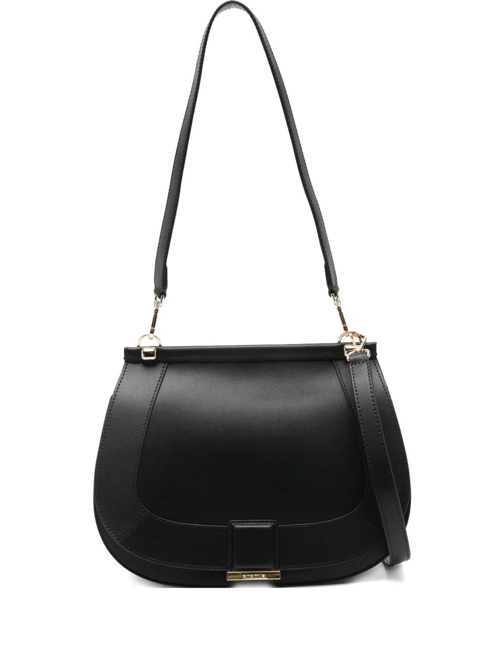 Cromia Half-moon Leather Satchel In Black