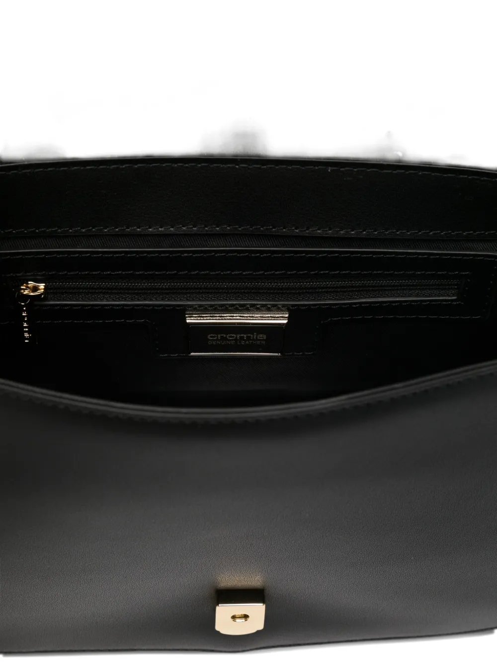 Cromia Half-moon Leather Satchel In Black