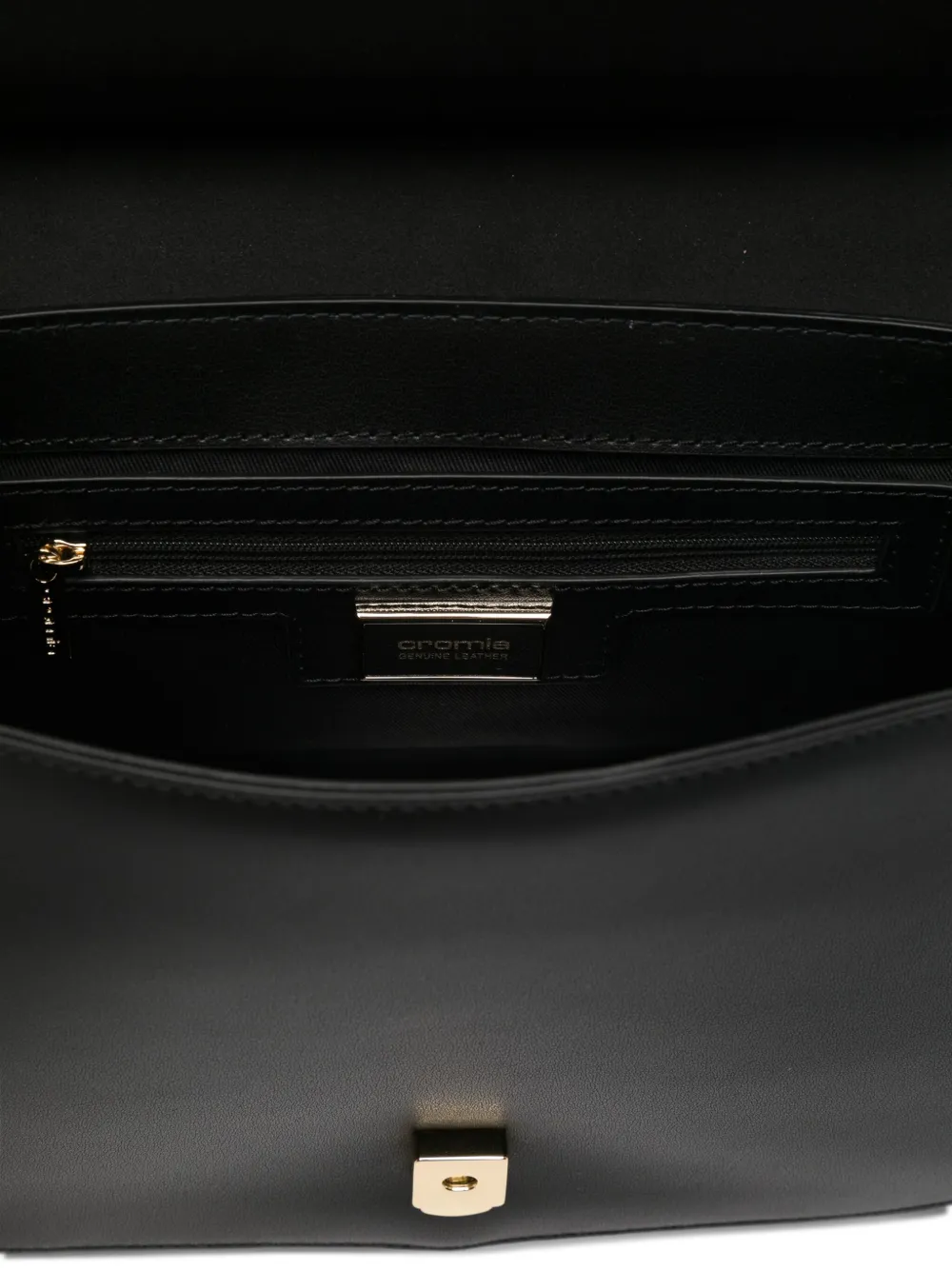 cromia Halvemaanvormige leren boekentas Zwart